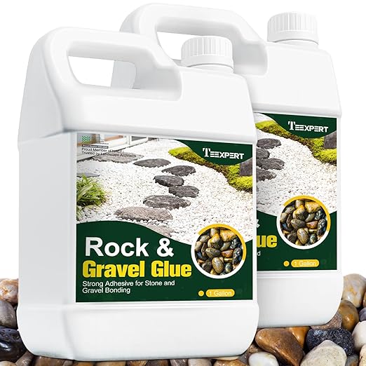 Teexpert 2 Gallon Rock Glue for Landscaping – Strong Pea Gravel Binder & Stone Adhesive for Walkways, Yards, Patios, and Driveways