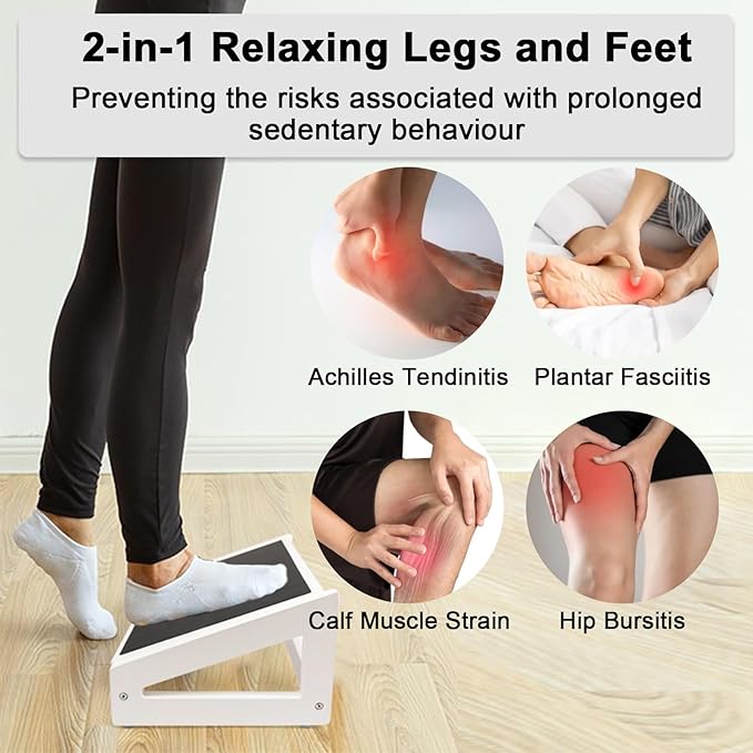 WOOD CITY Under Desk Footrest, 3 Heights Adjustable Foot Rest with Silicone Surface, 3 in 1 Non-Slip Foot Stool Improve Posture, Reduce Fatigue & Pain， Ideal for Home/Office/Gaming (White)