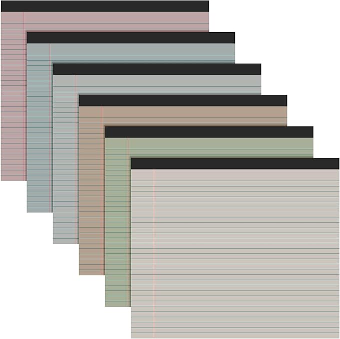 Lincia 6 Pcs 11" x 9.5" Legal Pads College Ruled Notepad Landscape Notebook Horizontal Lined Notebook 80 Gsm Assorted Colors Paper Pastel Writing Pads for School Office, 40 Sheet (Sweet Color)