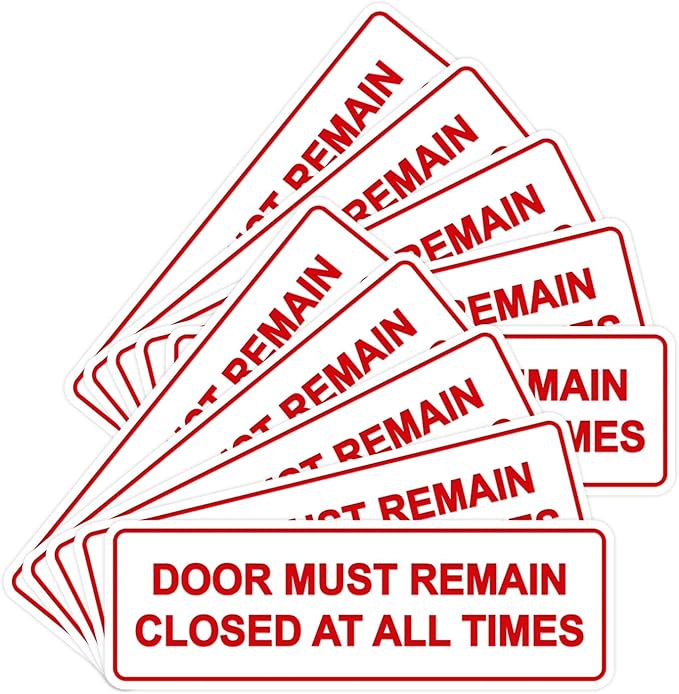 Signs ByLITA Standard Door Must Remain Closed At All Times Sign (White/Red) - Large 10 Pack