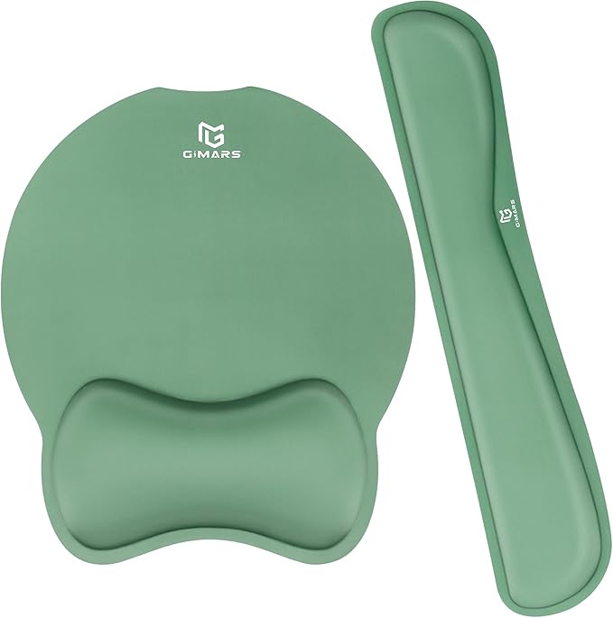 Gimars Ergonomic Mouse Pad Wrist Support, Upgrade Enlarge Superfine Fibre Soft Smooth Keyboard Wrist Rest, Comfortable Memory Foam Wrist Rest for Pain Relief, Computer, Gaming, Office,Dark Green