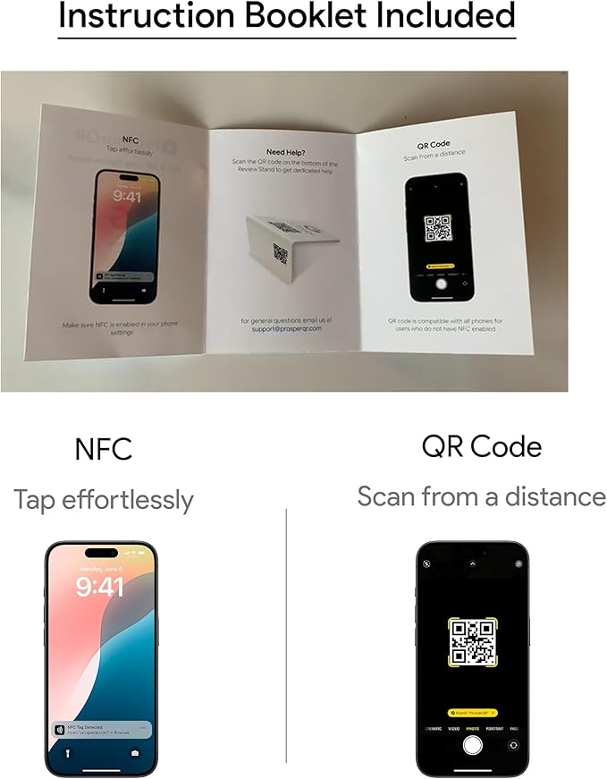 Google Review Stand - NFC & QR Code, Easy Setup, For All Businesses (1-Pack)