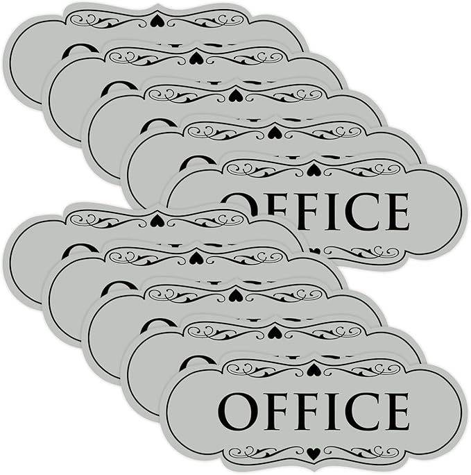 All Quality Designer Office Sign | Easy Installation - Lt Gray - Medium (10 Pack)