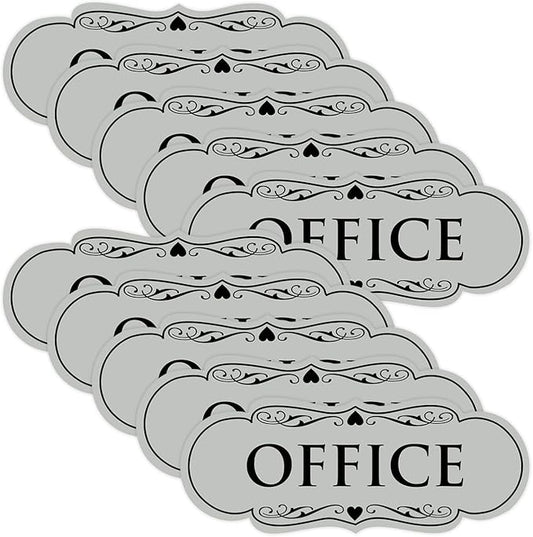 All Quality Designer Office Sign | Easy Installation - Lt Gray - Large (10 Pack)