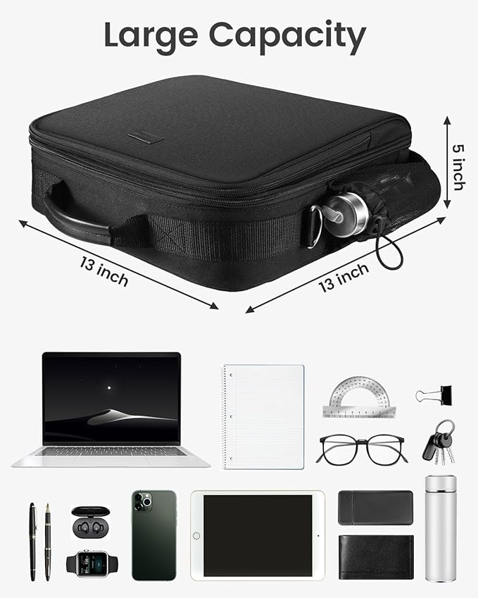 Zipper Binder, 3 Inch D-Ring 3 Ring with Water Bottle Holder,700 Sheet Capacity-Multiple Pockets,Binder with Strap for School/Office, Fit for 13" Tablet/Laptop,Patent Design-Black