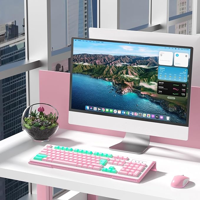 WINFFOR Comfortable Computer Keyboard Stand - Ergonomic Keyboard Riser Acrylic Tilted Keyboard Holder for Easy Typing&Working at Home Office - Fits All Keyboard Sizes - 17'' Wide (Glitter Pink)