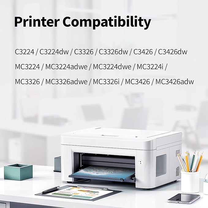 C3210 Toner Cartridges 4 Pack (with Chip) Replacement for Lexmark C3210C0 C3210K0 C3210M0 C3210Y0 Toner Cartridge for Lexmark C3224 C3326 C3426 MC3224 MC3326 MC3426 Printer Ink