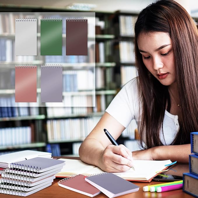 Leinuosen 100 Pcs Spiral Memo Pads 3x5 Inch 75 Sheets College Ruled Small Pocket Notebooks Little Mini Notepads Bulk Top Bound Lined Note Pads for Home School Office Travel Work (Vivid Color)