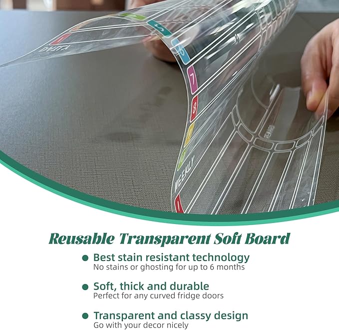 Clear Non-Magnetic Dry Erase Chore Chart - 11.5"x8.5" Behavior Responsibility Chore Board for Kids, Teenagers and Adults - Sticks to Wall, Glass, Door, Any Smooth Surfaces