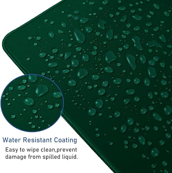 Gaming Mouse Pad with Stitched Edges, Durable Non-Slip Natural Rubber Base, Waterproof Computer Keyboard Pad Mat for Esports Pros/Gamer/Desktop/Office/Home - Green