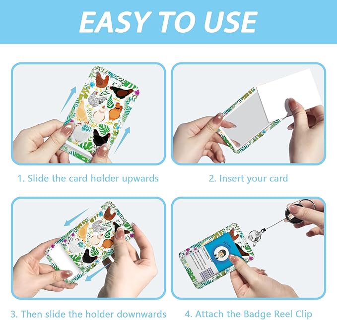 Gctriki ID Badge Holder with Lanyard, Cute Flower Chickens Lanyard for Keys, Funny Retractable Badge Reel Clip, Teacher Lanyards for ID Badges Holder, Nurse Teacher Workers Women Office Gifts