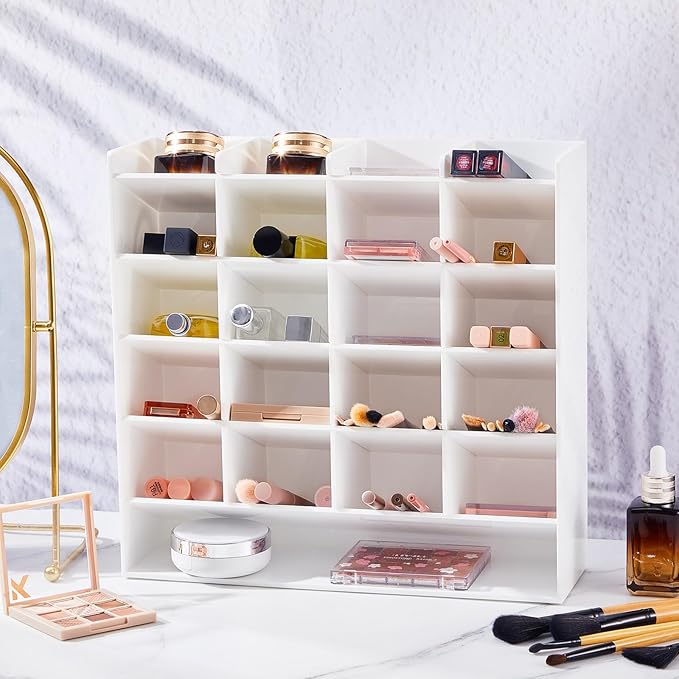 Acrylic Pen Organizer Storage for 250 Markers Vertical Marker Organizer Acrylic Pen Display Holder for Office Desk Desktop Stationery Pencil Storage, White, 13 x 4 x 12.4 Inch