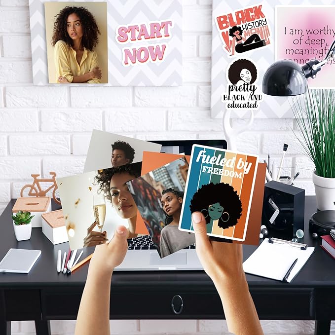 EggSun Vision Board Supplies with 1200+ Images & Quotes Collage Magazine Book, Wall Clip Art Scrapbook Journal Kit for Vision Board Making Beginners Women Men Teen Girls Room Decors (Black Women)