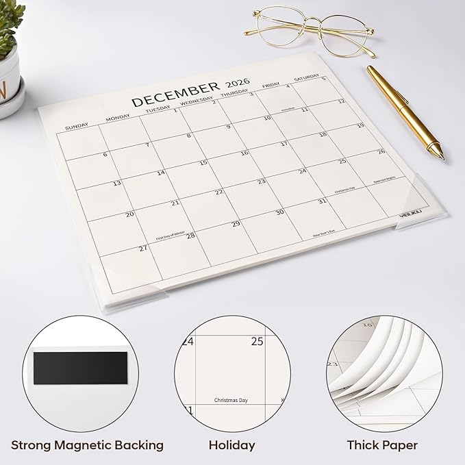 Magnetic Refrigerator Calendar 2026-2027, Monthly Magnet Fridge Calendar Jan 2026 to Jun 2027, Large 13 x11 inch, Easy Organizing