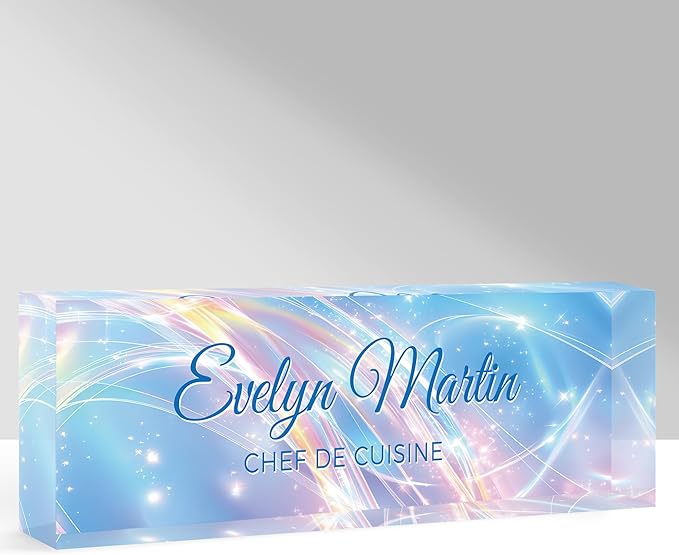 Custom Name Plate for Desk, Personalized Acrylic Office Name Sign with Name & Title, Elegant Desk Decor for Women Men, Employee Appreciation Gift (Dreamy)