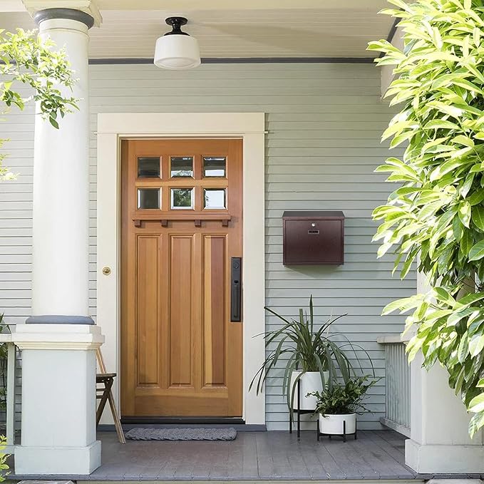 xydled Mail Boxes with Key Lock,Locking Mailbox Wall Mounted, Large Capacity, Galvanized Steel Cover Metal Postbox for House, 14 X 12.5 X 4.25 Inch,Bronze