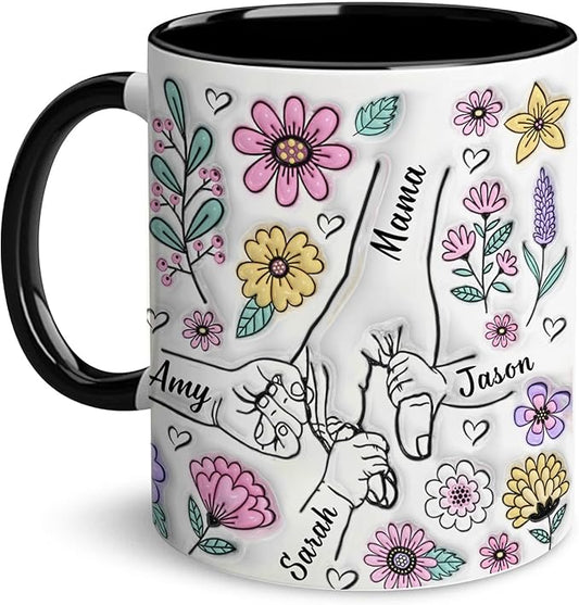 LOVELYPOD Custom Mom Mug with Kids Names, Mama Coffee Cup, Mothers Day Mug, Personalized Coffee Mugs, Christmas Gifts, Mothers Day Gifts for Mom