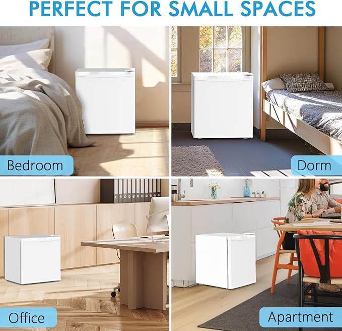 COWSAR 1.6 Cu.Ft Compact Fridge with Freezer, Small Refrigerator with 7 Temperature Settings, Energy-efficient Low Noise Fridge Suitable For Dorm, Office, Bar, RV, Bedroom, Commercial