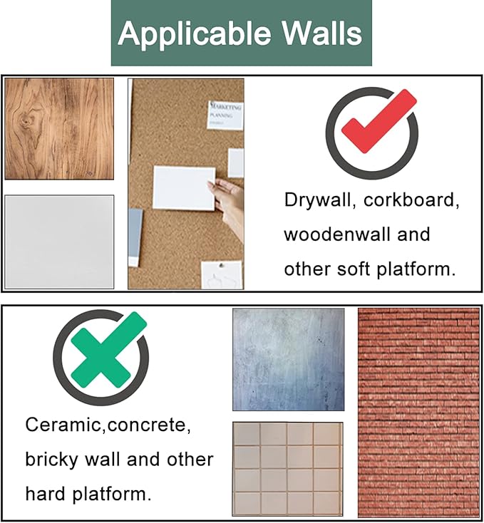 30 PCS Push Pins Picture Hanger Hooks, Double Headed Nails Push Pin Thumbtacks for Wall Hangings Picture, Decorative Small Hook Pins for Drywall Cork Board Home Office Photo Decorations