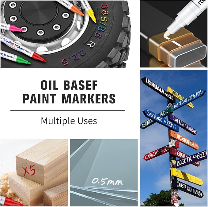 Paint Pens Paint Markers Red - Permanent Markers Oil Based for Metal Wood,Pens for Metal, Car Tyre,Plastic, Ceramic, Plastic, Canvas, Rock Painting, Glass, Craft Supplies