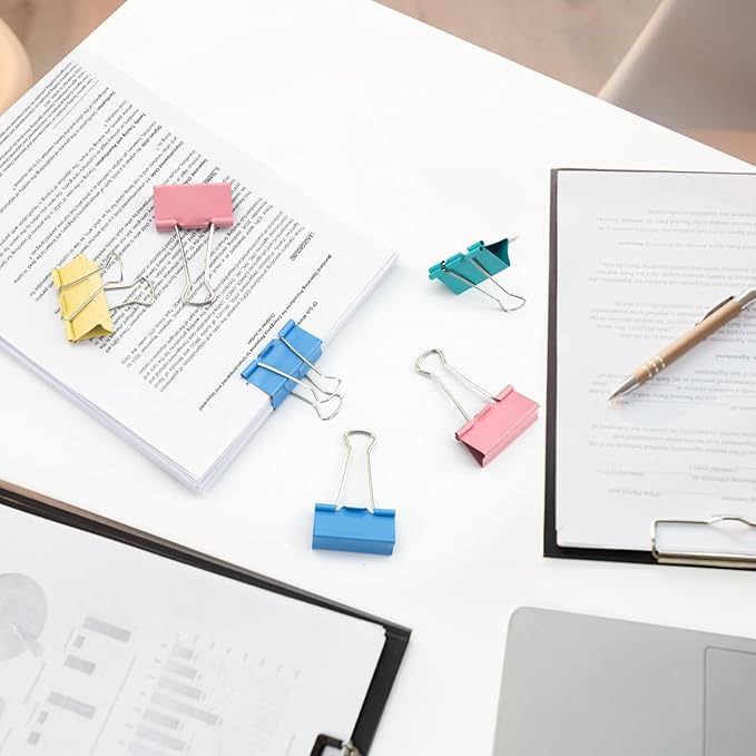 2 Inch 32 Pack Extra Large Binder Clips, Assorted Colors, Colored Jumbo Paper Clips, Big Paper Clamps, Binder Clips Large Size for Home, School and Office Supplies