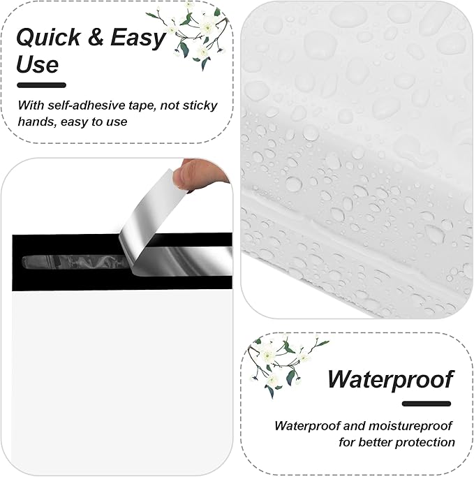 JinRuiKJ Thank You Poly Mailer 14.5x19 Inch 50 PCS, Shipping Bags for Clothing, Packaging Bags for Small Business, Strong Adhensive, Waterproof and Tear-Resistant Mailing Envelopes, White