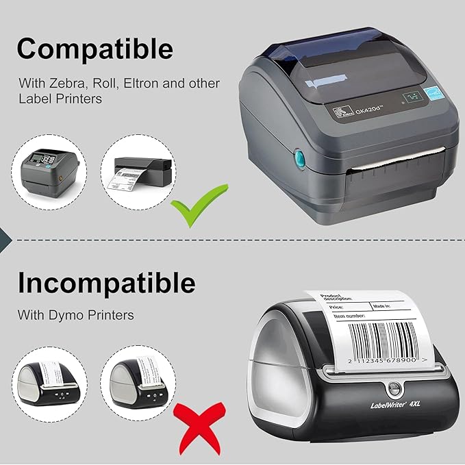 L LIKED 16 Rolls 4" x 6" Direct Blank Thermal Shipping Labels with 250 Labels/Roll - Compatible with Zebra 2844 ZP-450 ZP-500 ZP-505 (16 Rolls)