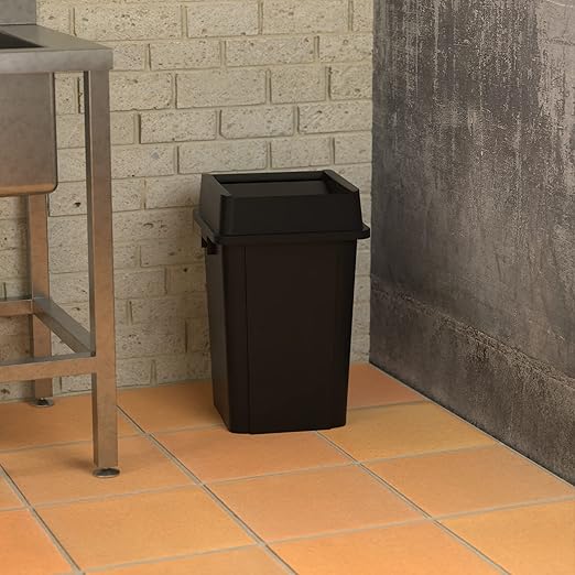19 Gallon Black Square Commercial Trash Can with Lid