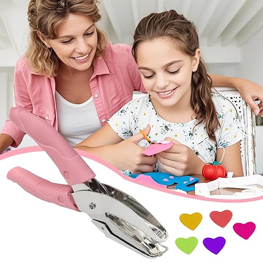 Handheld Hole Paper Punch, Heart Hole Punch, 1/4 Inch Metal Single Hole Puncher with Soft Grip Handle for DIY Craft, Scrapbooking, Tags, Paper Projects