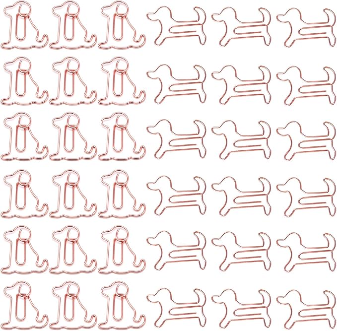 80 Pcs Rose Gold Dog Creative Metal Paper Clips - Fun Office Supplies for Dog Lovers (Rose Gold Dog)