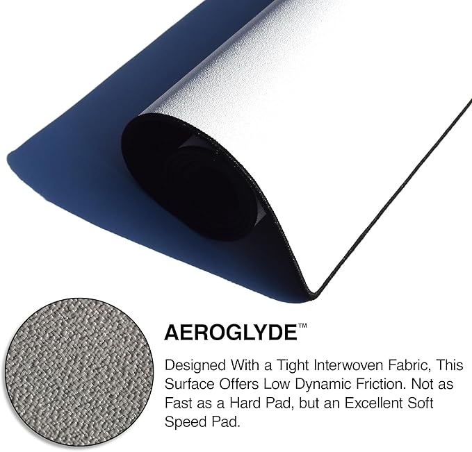 MPCO. Arabic Textiles Large Gaming Desk Pad - 36" x 17" Aeroglyde Fabric Cobalt-and-Clover Desk Mats - Non-Slip, Washable, Smooth Glide for Precision Gaming & Work