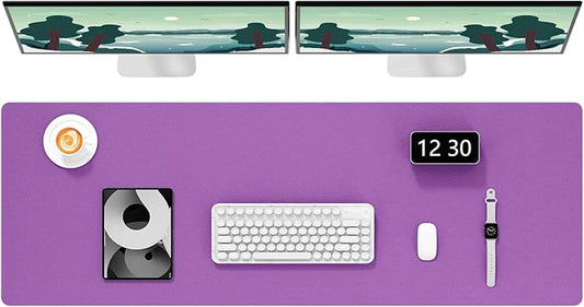 Hsurbtra Desk Pad, 48" x 17" PU Leather Desk Mat, XXXL Extended Mouse Pad, Waterproof Desktop Blotter Protector, Non-Slip Ultra Thin Large Laptop Keyboard Writing Mat for Office Home, Purple