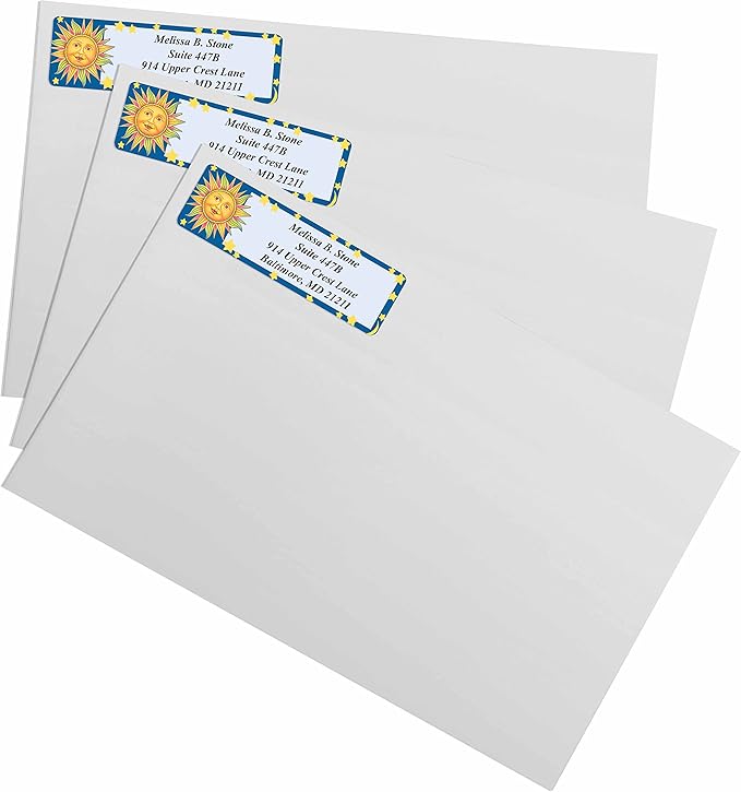 Celestial Blue Designer Rolled Address Labels with Elegant Plastic Dispenser