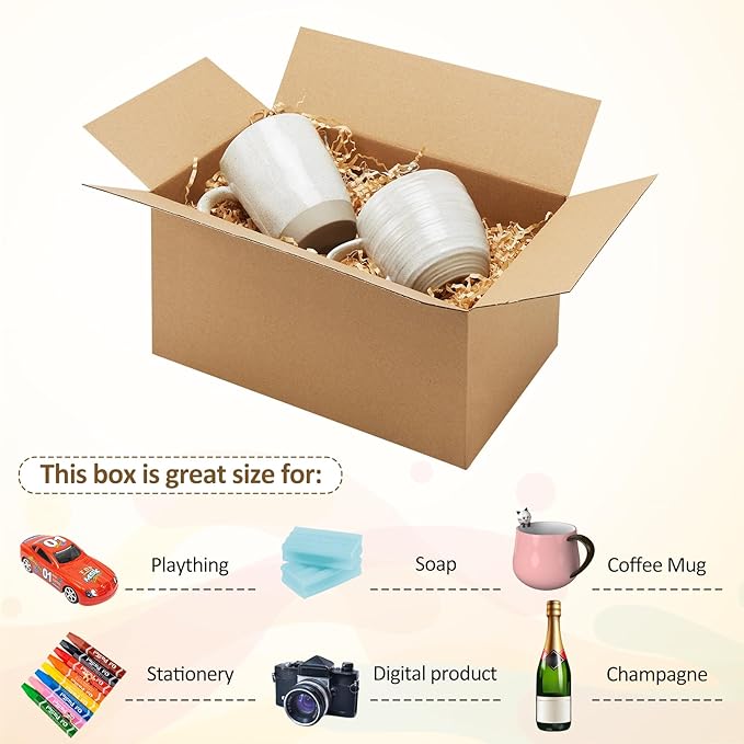 Eupako 11x6x6-Small-Shipping-Boxes-30-Pack-Brown-Corrugated-Box-Mailers, Cardboard Boxes for Packaging Small Business, Mailing