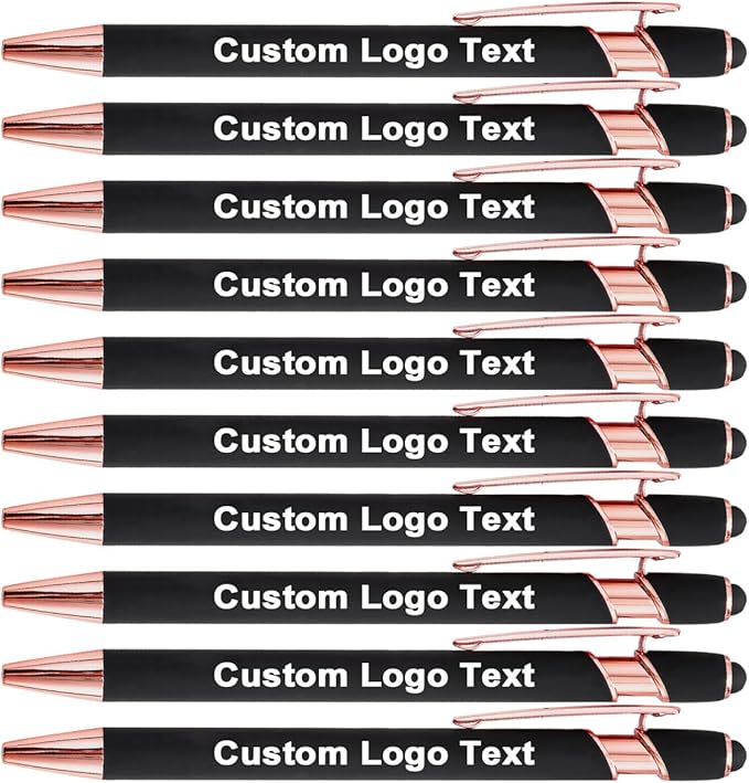 Custom Engraved Ballpoint Pens Bulk, Personalized with Name/Logo, Black or Blue Ink, Smooth Writing for Office, School, Business, Church, Reunion Black 50 Pcs