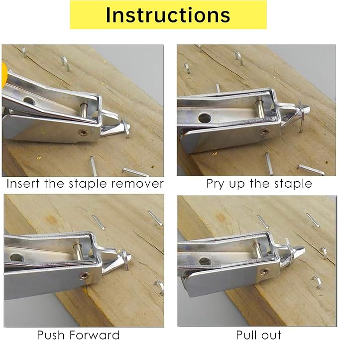Upholstery Staple Remover Tack Puller Nail Remover Tools Set W End Cutting Pliers, Staple Puller, Tack Lifter, Fastener Remover, for Furniture Floor Wall Car Photo Frame, 4 in 1 Kit