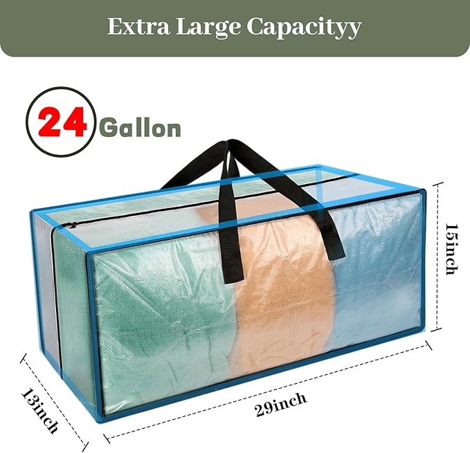 4 Pack Heavy Duty CLear Moving Bags, Large CLear Storage Bags for College Dorm Room Essentials, Alternative to Moving Boxes, Compatible with IKEA Frakta Cart