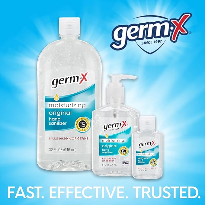 Germ-X Original Hand Sanitizer Gel, Mini Travel Size for On-The-Go, Display Pack, Back to School Supplies , 2 Fl Oz (Pack of 24)