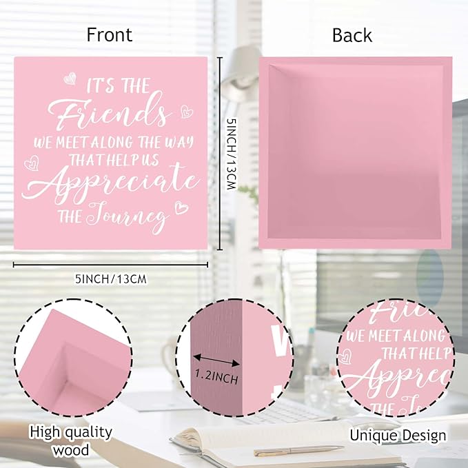 Friendship Gifts for Women Pink Gifts for Friends Office Decor Desk Accessories Pink Decor for Best Friend Home & Office Cute Pink Desk Accessories Gifts for Women