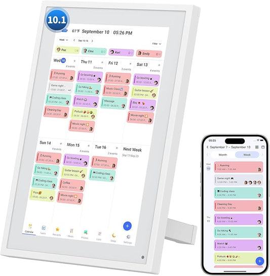 Calendar Digital 10.1 Inch, Digital Frame Combined Smart Touch Screen Electronic Wall Planner Family Organizer Chore for Family Schedules Gift for Mother Mom Women Grandpa