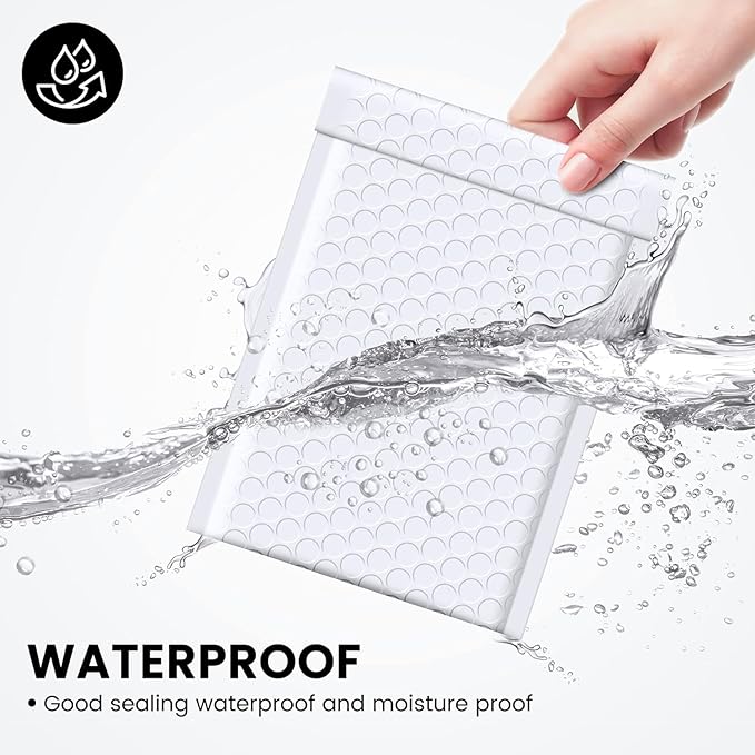 Fuxury Bubble Mailers 4x8" 800Pcs Bulk, Waterproof Padded Envelopes Usable Size 4x7", Cushioning Small Mailing Envelopes, Padded Mailers Shipping Bags for Small Business Packing, #000 White