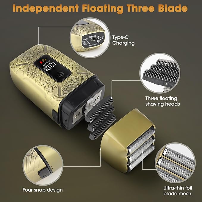 RESUXI Professional Hair Clippers for Men Electric Razor Shavers Nose Hair Trimmer and Detail Trimmer 5 Pcs Set，Cordless Beard Trimmer Barber Clippers for Hair Cutting Mens Grooming Kit