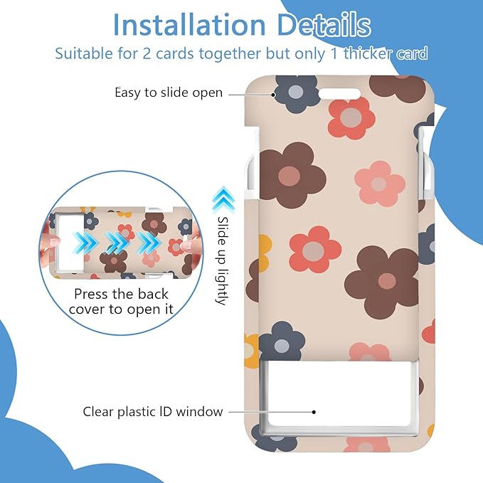 Flower Badge Holder Reel Lanyard,ID Card Badge Holder Retractable Name Tag Clips for Doctor Nurse Teacher Office Student