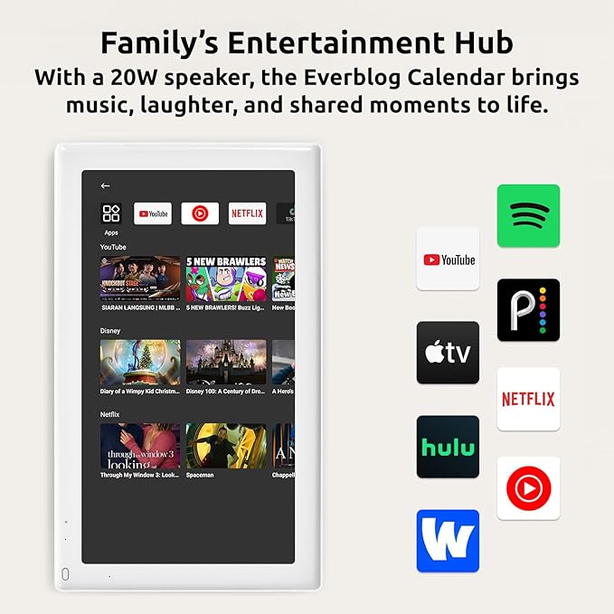 21.5'' Digital Calendar & Chore Chart - Smart Interactive Display for Family Schedules, 1920 * 1080P Full HD Touchscreen Electronic WiFi Planner, Wall and Desk Mountable