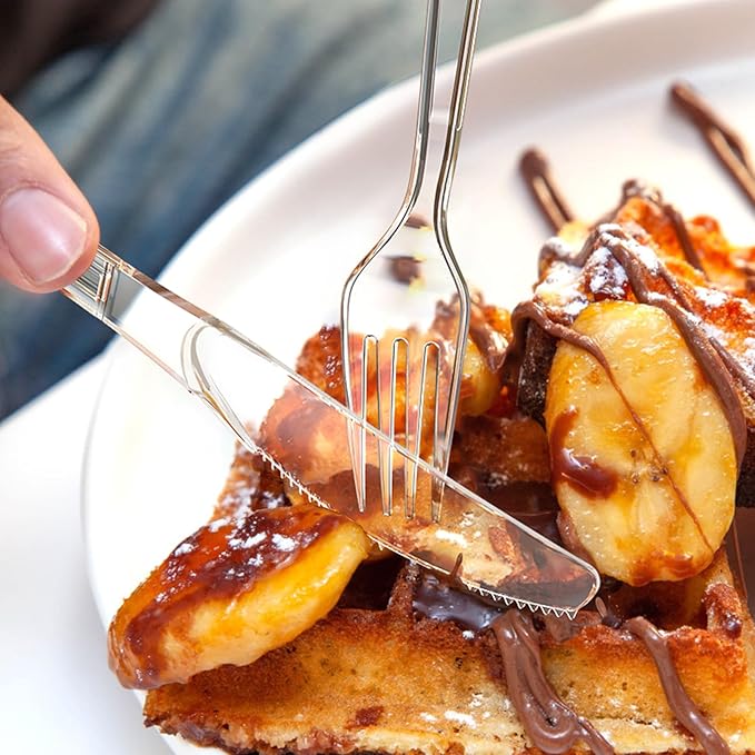 300 Count Extra Heavy Duty Clear Plastic Knives Disposable, BPA-Free, Heat Resistant, Solid and Durable Disposable Knives Bulk, Premium Plastic Knives heavy duty for Party Supply