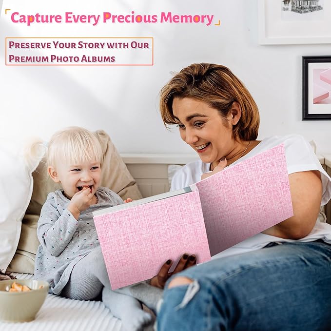 Photo Album Self Adhesive Scrapbook,120 Pages Large Photo Book for 4x6,5x7,8x10 Pictures,DIY Album for Baby Wedding Family Travel Birthday,with Metallic Pen and Scraper