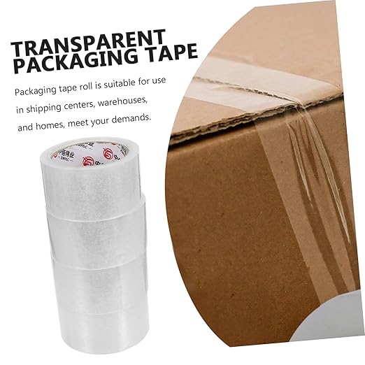 4 Rolls Heavy Duty Transparent Packaging Tape BOPP Adhesive Carton Sealing Tape Multipurpose for Industrial Shipping and Handling