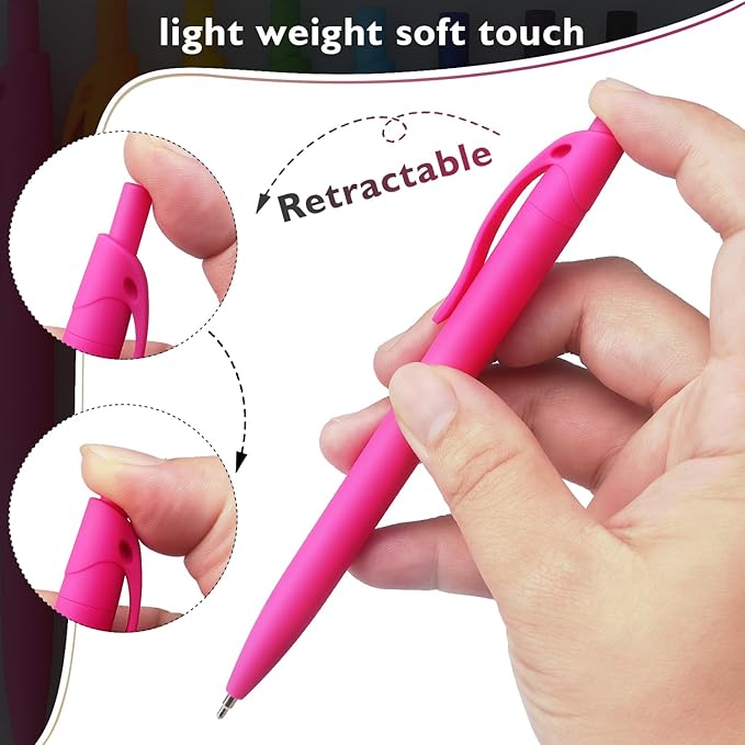 Bribobo Ballpoint Pens Black Ink Pens Medium Point Retractable Ballpoint Pens, 1.0MM Black Ink, 8 Pack, Colorful