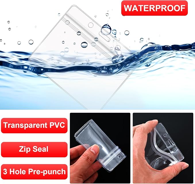 100 Pack Lanyards for ID Badges with Clear Name Tags, Reusable Lanyards Horizontal ID Card Badge Holders Plastic Name Badges for Men Women Kids Business School and Office Supplies (Red)