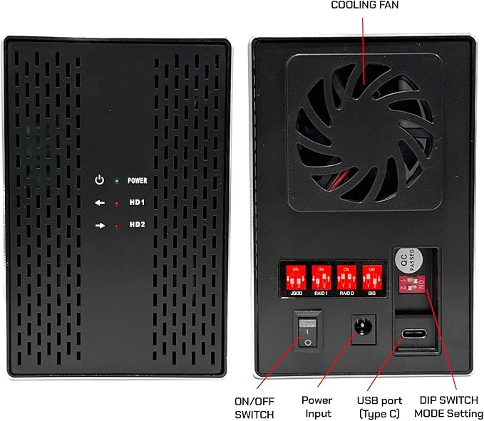 Avolusion PRO-T2 Series 44TB (22TB x2) Dual Bay USB 3.0 External Hard Drive (JBOD, RAID0, RAID1, Big) for Desktop PC / Laptop (Windows OS) (Renewed)